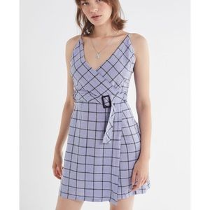 Urban Outfitters Blue Plaid Belted Dress